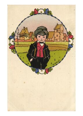 PC HANSI, ARTIST SIGNED, BOY STANDING IN THE FIELD (b8082)