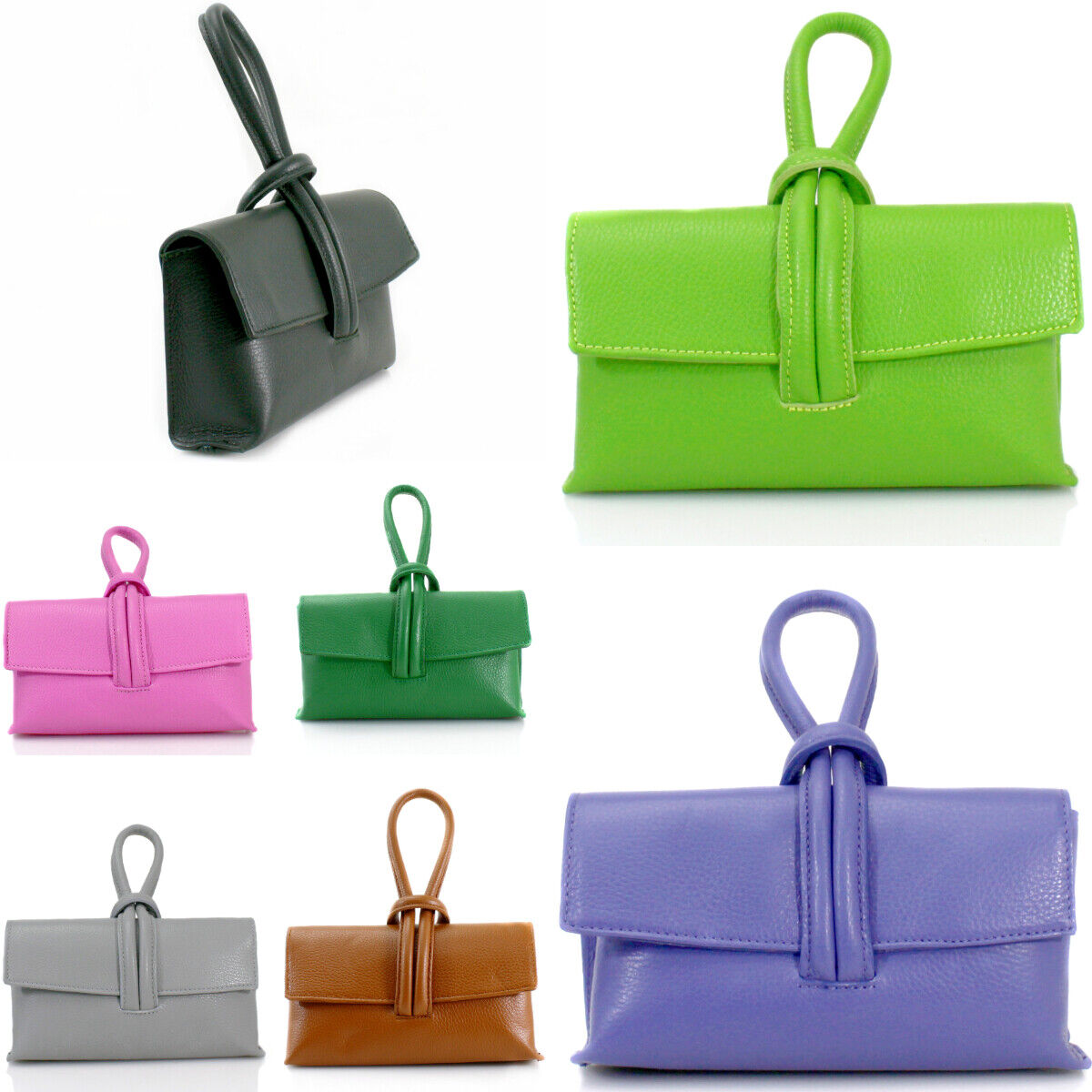 Leather Clutch Handbag Women Loop Lock Flap Crossbody Strap Leather Clutch Handbag Women Loop Lock Flap Crossbody Strap