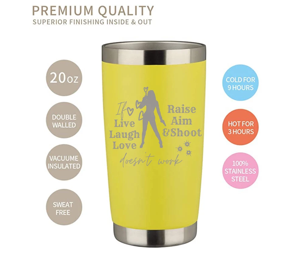 Vaso grabado IF Live Laugh Love Doesn't Work Levantar Apunta y Dispara Foto 2 de 4