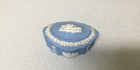 Wedgwood England Blue Jasperware Covered Box Oval Vintage — photo 1