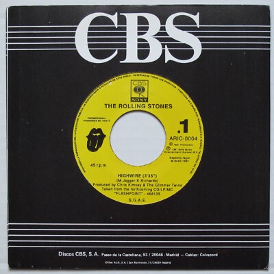 The Rolling Stones Highwire 1991 Spanien Promo 7'' Einseitig 45 Jagger Richards