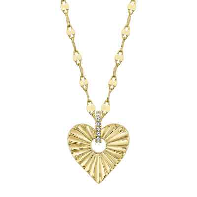 14K Gelbgold Diamant Herz Collier Natur 0,02 ct Rundschliff