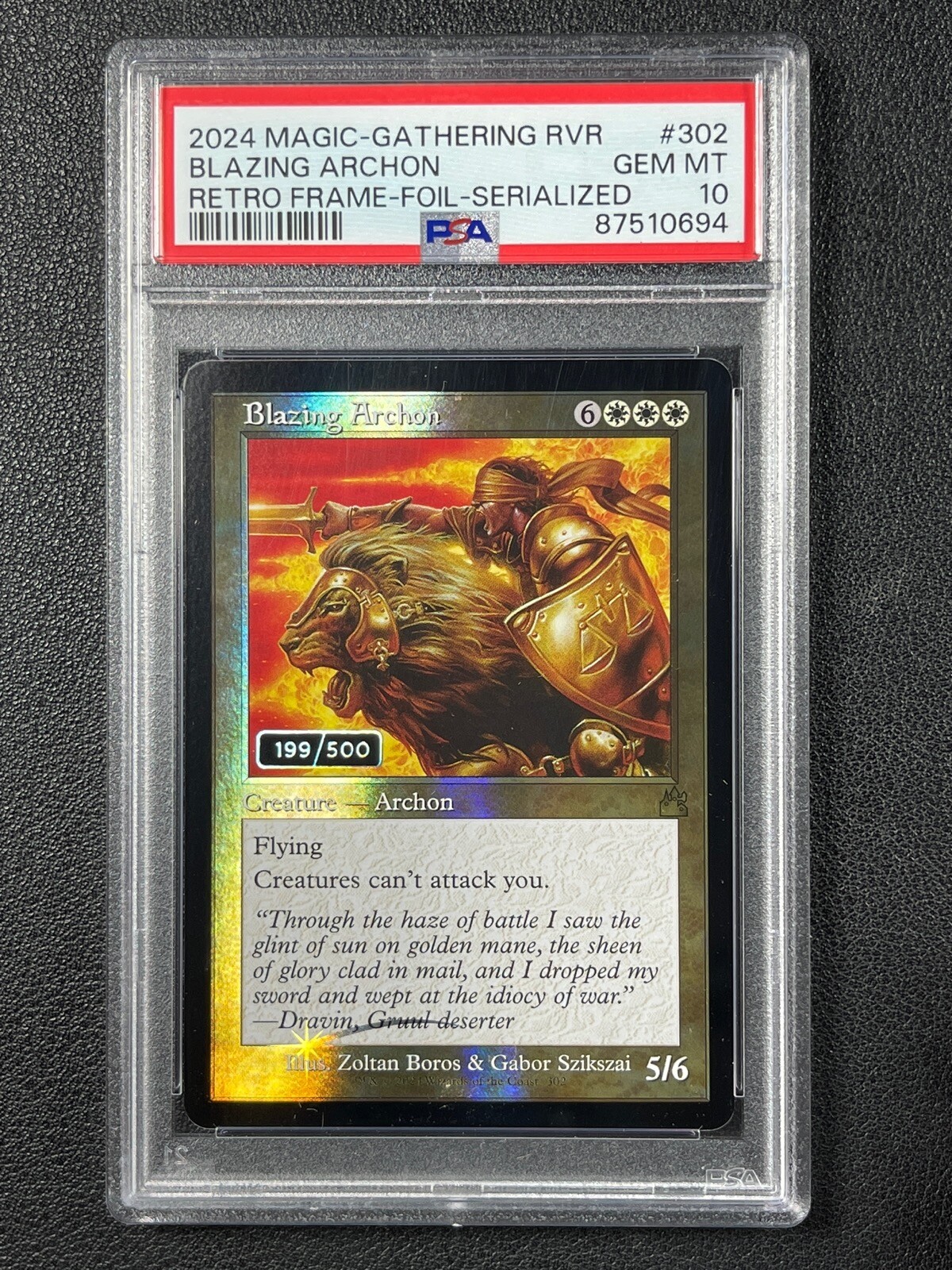 MTG RAVNICA REMASTERED BLAZING ARCHON SERIALIZED 199/500 PSA 10 FOIL