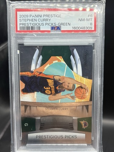2009 Panini Prestige Green Stephen Curry PSA 8 Rookie RC #/500 Warriors