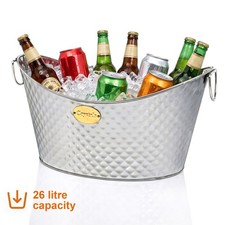 26L Galvanised Steel Oval Beer Bucket Cooler Party Tub Beverage Drinks