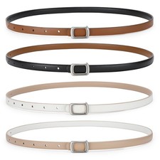 2 Pack Reversible Thin Leather Belts for Dresses Skinny Waist Belts for Jeans...