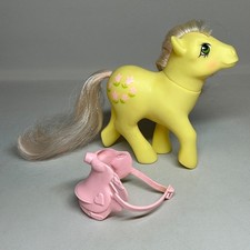 Vintage My Little Pony G1 Posey Toy Pony Figure with Pink Saddle Hasbro 1984