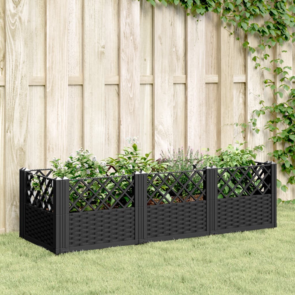 Fioriera vidaXL 123.5 cm Nera con Picchetti in PP per Orto e Giardino