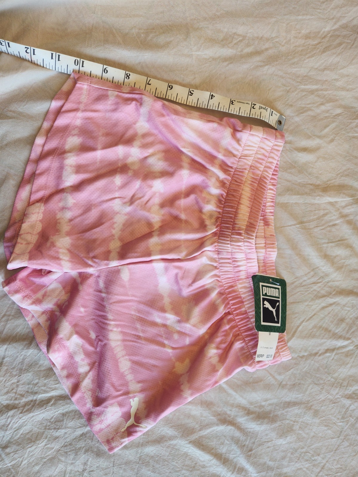 PUMA girls Pink Tie Dye Athletic Shorts Knit Polyester Activewear XS