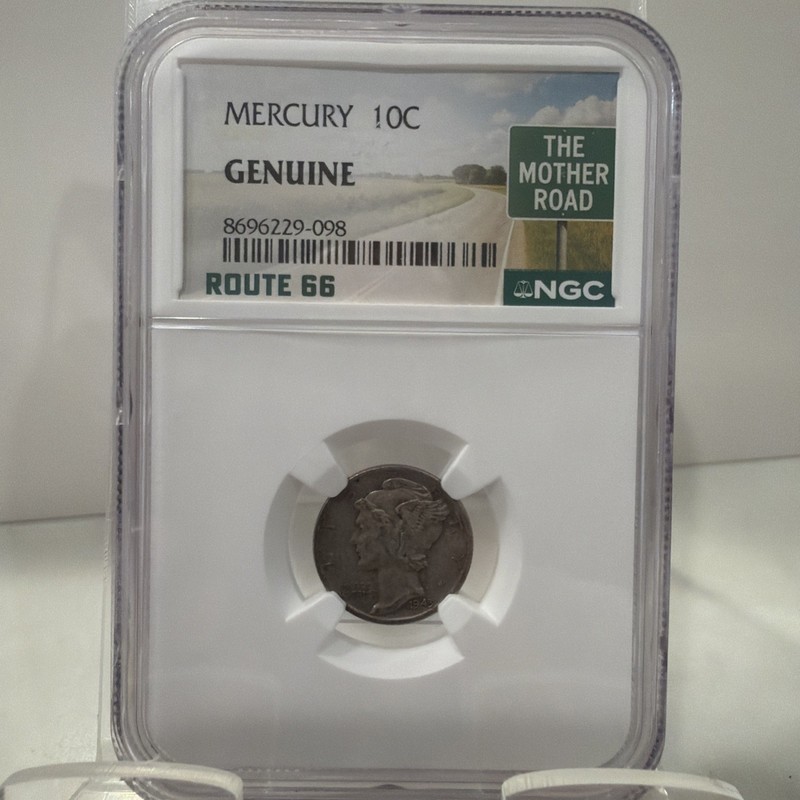 1916-1945 Mercury Dime NGC Genuine Graded Route 66 Edition “The Mother Road”