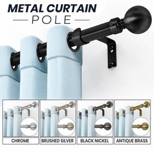Extendable Metal Curtain Pole 28mm Plain Ball With Finials Rings Rod Fittings