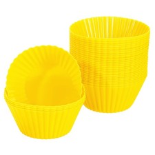 36Pcs Silicone Cupcake Baking Cups 2.8" Non-Stick Muffins Liners Yellow