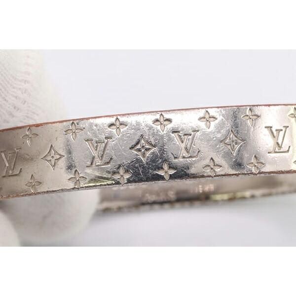Louis Vuitton M00249 Nanogram Cuff Bracelet Silver Gold Size S