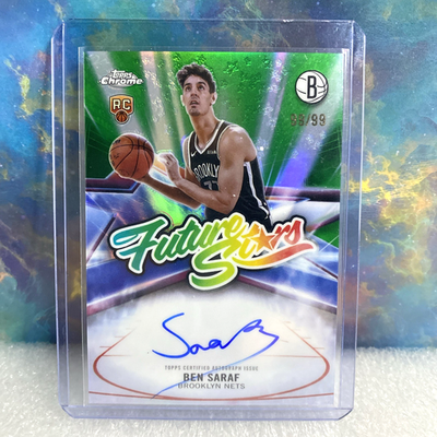 #ad Ben Saraf 2025 26 Topps Chrome 99 99 Auto Green Future Stars RC #FS BS NETS $19.95