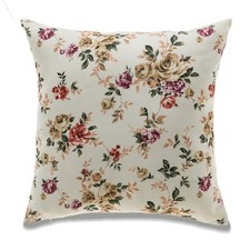 Pink Roses On Ivory Background With Polyester Insert Pillow