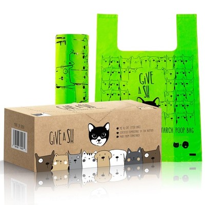 Certified Home Compostable Cat Litter Bags For 1 Count (Pack of 90), Green