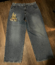 Vintage 90s DEADSTOCK Solo Semore Embroidered Baggy Wide Leg Jeans Size 40x32