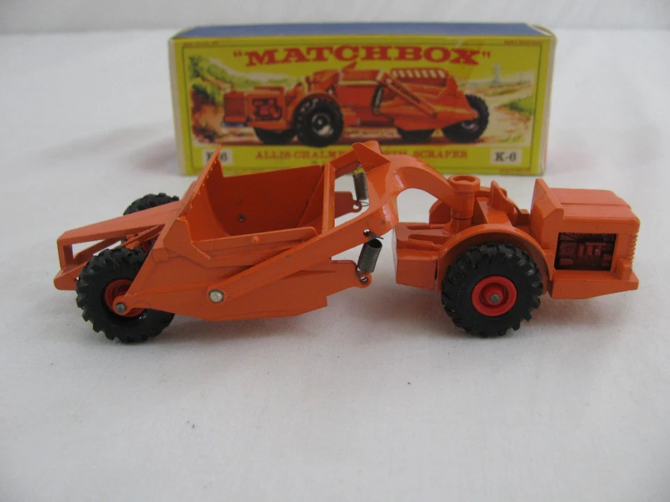 Lesney Matchbox King Size K-6 Orange Allis Chalmers 260 Motor Scraper w/ Box VG - Image 4 of 4