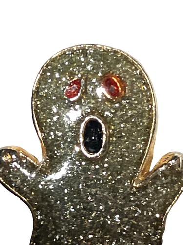Halloween Glitter Ghost Pin Brooch Gold Tone Boo Fashion Jewelry - Picture 2 of 8