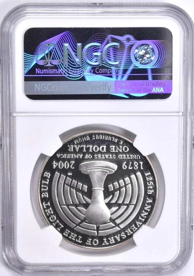 2004 P SILVER NGC Proof 9.9 Ultra Cameo Thomas Edison Commemorative Dollar NGCX - Image 2 of 4