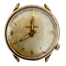 Vintage 34mm Accutron 3192 Date Men's Tuning Fork Wristwatch 218 1 USA fParts