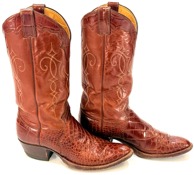 JUSTIN] 9710 Brown Alligator Leather Western Boots Men's 8.5 D
