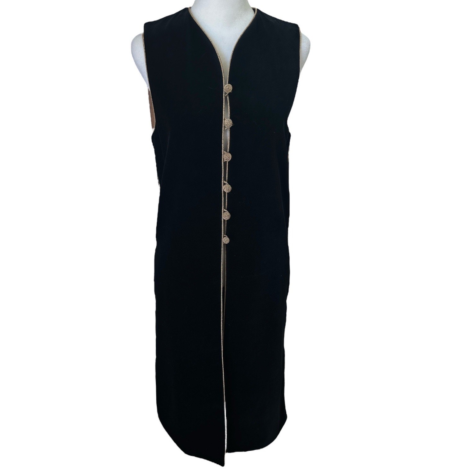 Saint Laurent Raro Gilet Midi Russo Velluto Caftano Cotone FR 34