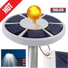 Solar Powered Flag Pole Light 26 LED Auto Active Super Bright Waterproof USA
