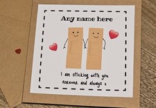 Cute Valentine's Day Personalised Gift Card I'm Sticking With You For Him/her