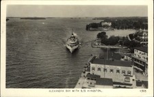 Ferry Boat SS KINGSTON Alexandra Bay Ontario Canada ~1949 aerial RPPC real photo