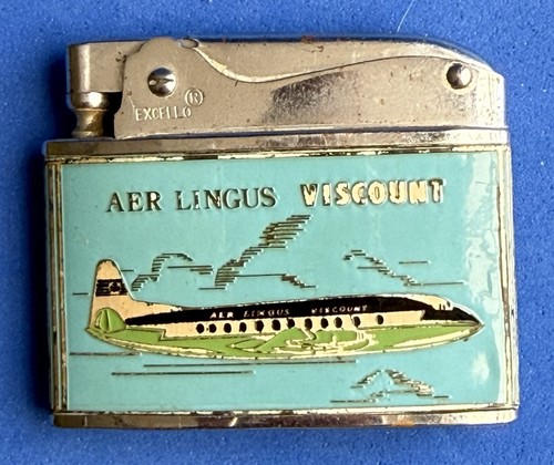 Vintage 1950s Aer Lingus Viscount Excello Japan Airline Enamel Lighter Ireland