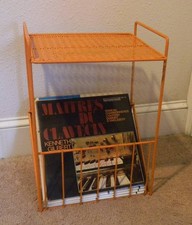 Vintage MCM metal mesh wire record stand
