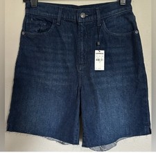 Express Dark Blue Wash Jean Midi High Rise Shorts Size 00 NWT Summer