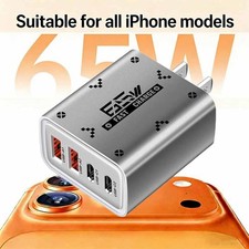 65W Fast Charging USB Type C Wall Charger For iPhone 17 16 15 14 13 12 X Pro Max