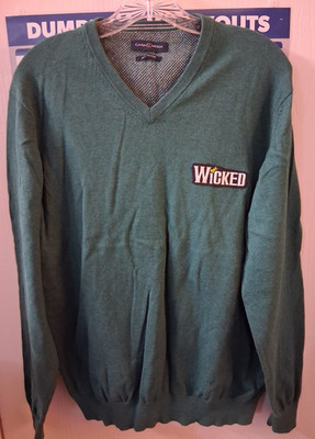 ''Wicked'' Fall Halloween v-neck sweater, sz L/XL (no sz tag), green, by Casa Moda