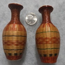 Pair of Circle Bamboo Covered Porcelain Vases