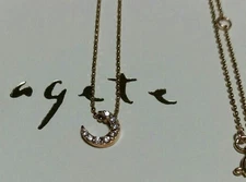 agete K10 Moon Diamond Reversible Necklace 0.066ct Ball Chain