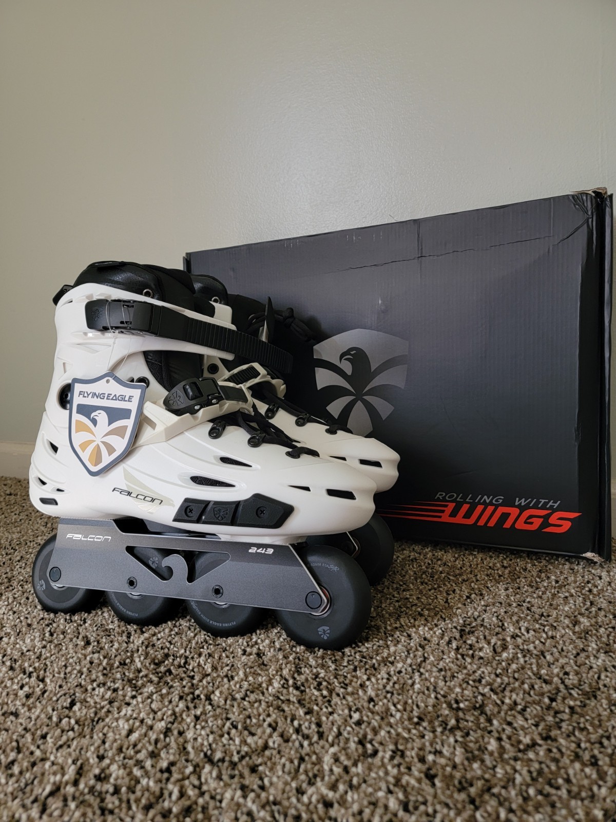 NEW Flying Eagle F6S Falcon Pro White Inline Skates - US Size 12 / EU Size 46