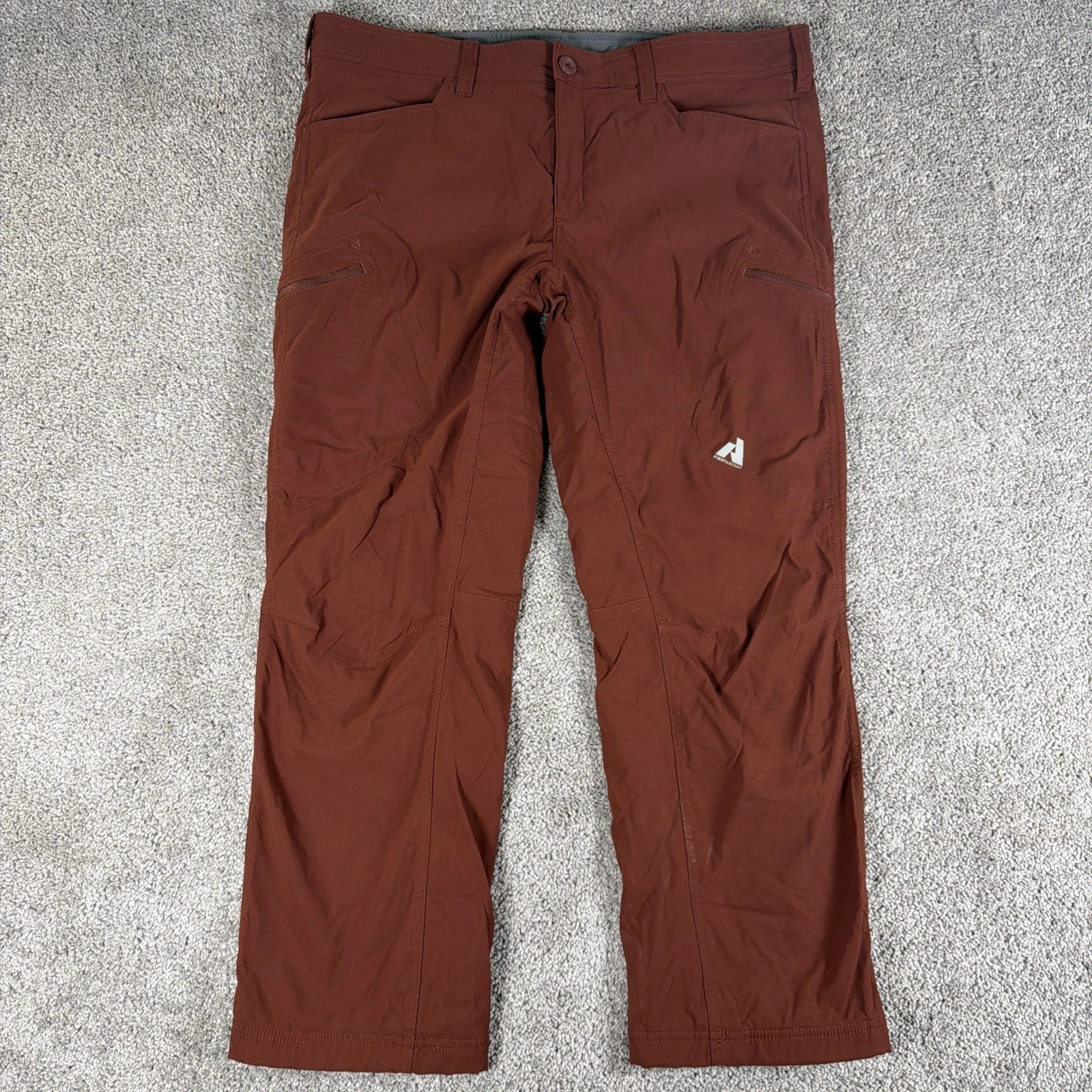 Eddie Bauer Pants Mens 40x30 Brick Red Fleece Lined First Ascent Hiking Cargo