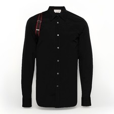 Alexander McQueen Harness Buckle Shirt Black Cotton Luxury Designer Size 16+