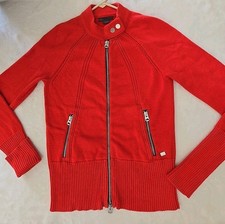 Armani Exchange A X Red Knit Zip Up Cardigan Sweater Jacket