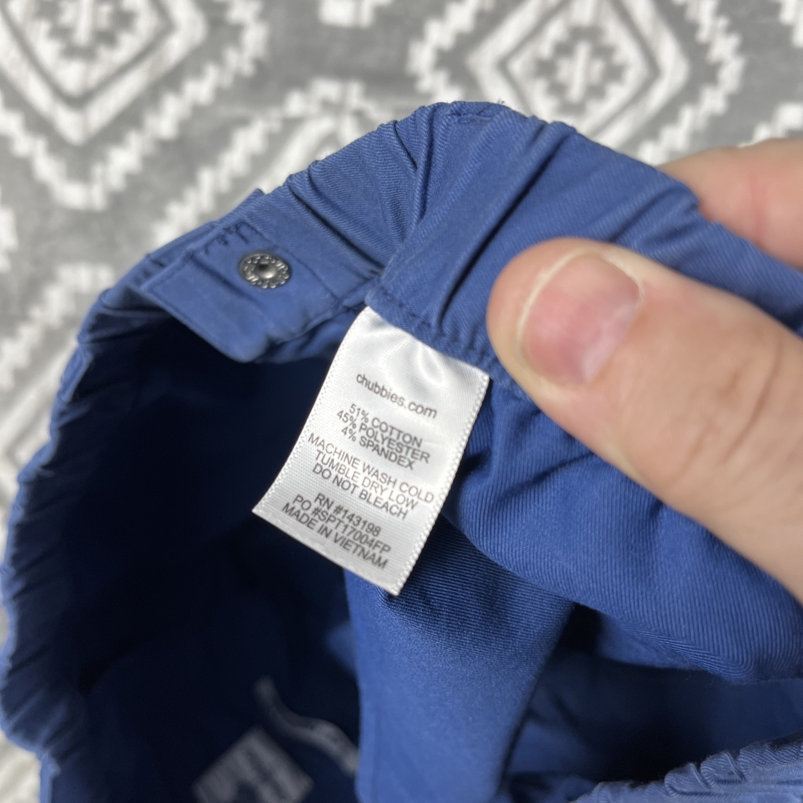 Chubbies Shorts Mens Large 7" Inseam Navy Blue Elastic Waist Cotton Chino