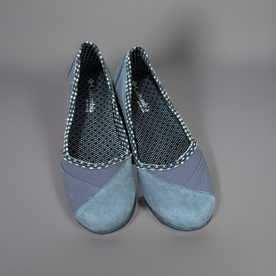 COLUMBIA PFG SLIP-ON FLAT SHOES   GREY  WOMEN'S SIZE 8.5 EUC