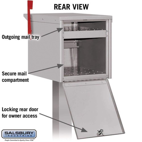 Salsbury Industries Post Mount Mailbox Heavy-Duty Aluminum Locking Metallic - Picture 4 of 4