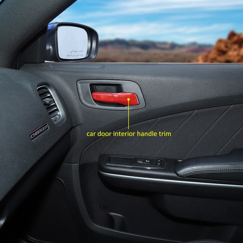 4 biseles de cubierta de borde de manija interior rojo para Dodge Charger 2011-2020 - Imagen 5 de 7