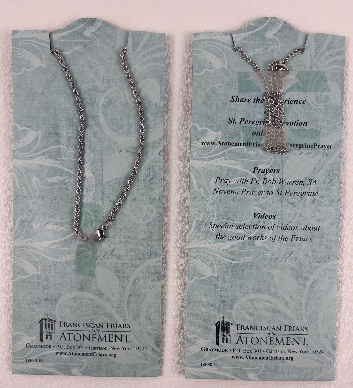 Saint Pergerine Rosary Rope Chain Necklace Medal Charm Chain Religious Set Of 2