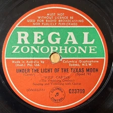 Wilf Carter - Under The Light Of The Texas Moon  1939 Aussie 10" 78rpm VG