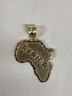 10K MASSIVER GELBGOLD AFRIKANISCHES LAND ANHÄNGER 