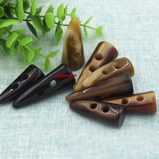 10 X Toggle Buttons Coat Jacket Cardigan Duffle Horn Black/Brown Vintage 4-4.9cm