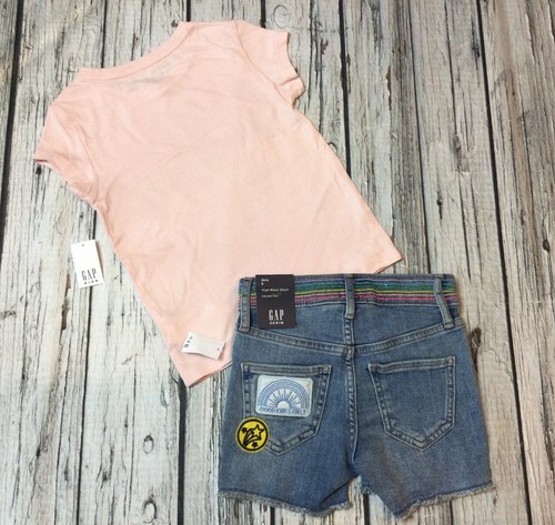 Gap Kids Girls Size 5 Heart Love Shirt & Denim Shorts Outfit. Nwt - Picture 5 of 5